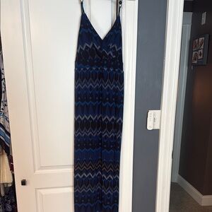 Blue and Black Chevron Maxi Dress
